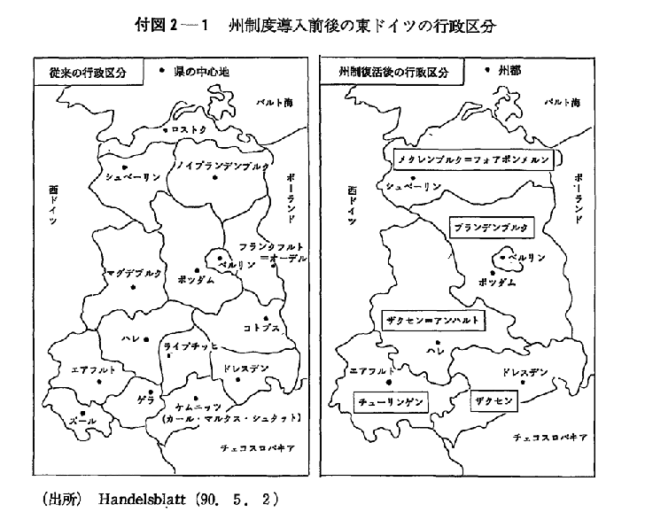 付図2-1　州制度導入前後の東ドイツの行政区分