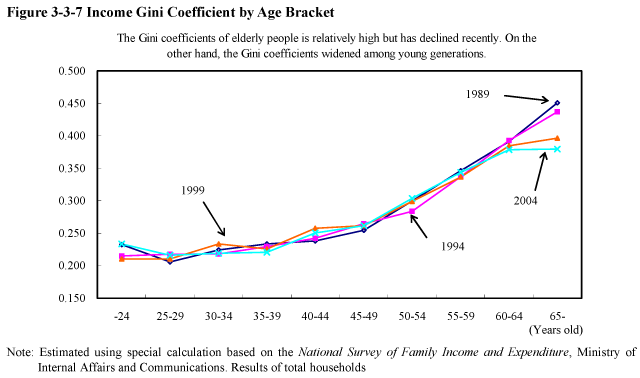 Figure 3-3-7 Income Gini Coefficient by Age Bracket