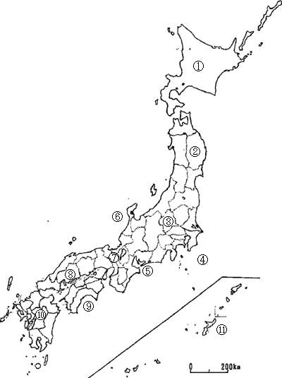 日本地図（地域区分A）