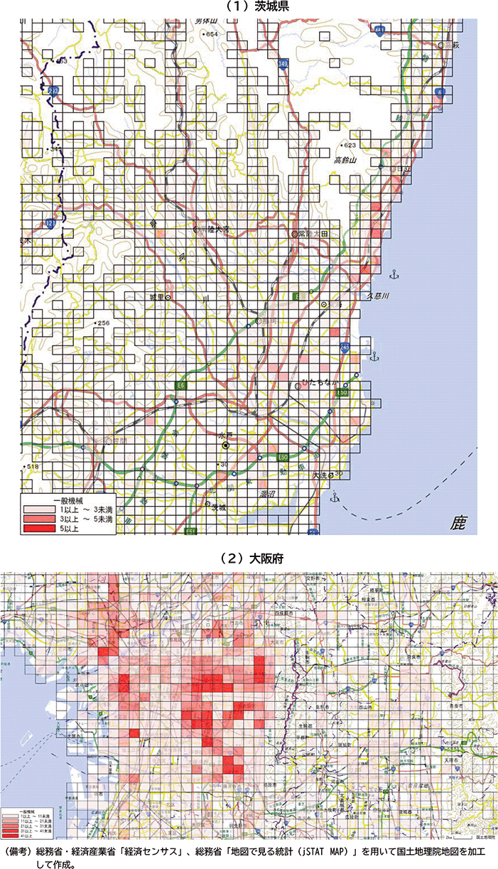 図表２－19　一般・精密機械　メッシュ地図（2021年）