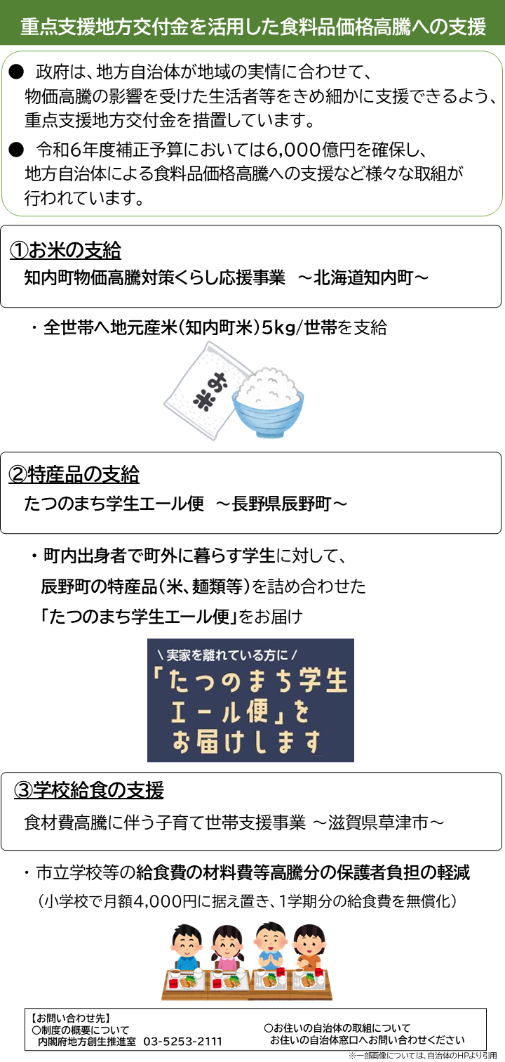 「地域の実情に応じた対応～食料品価格高騰への支援」について記載しています